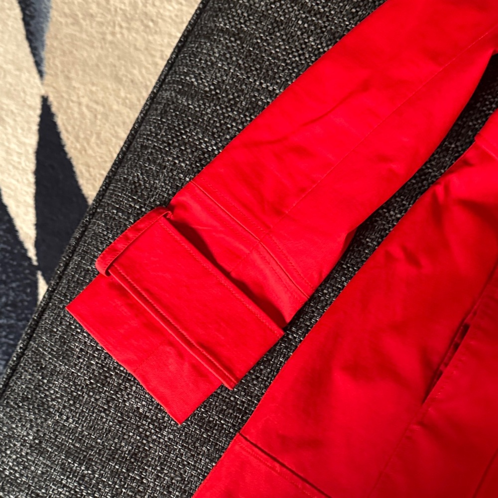 Women's Red Double-Breasted Belted Trench Coat - Picture 7 of 13